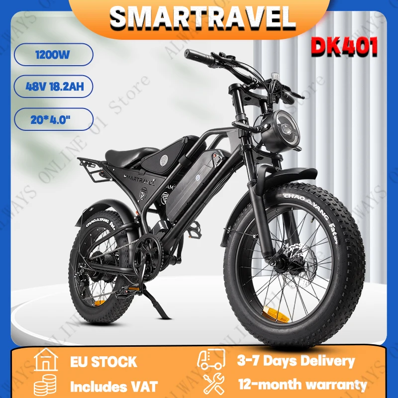DK401 Erwachsenen-SMART-LCD-DISPLAY-Elektrofahrrad mit 1200W Motor, 48V18.2Ah Akku, Doppelfederung, E-Mountainbike, 20*4.0 Zoll Fat Tire Elektrofahrrad
