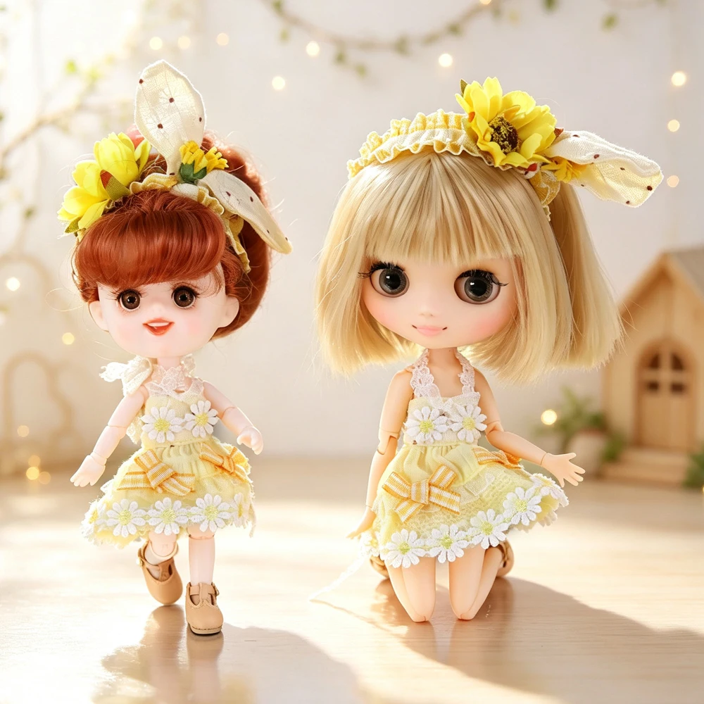 Middie Blythe Doll Yellow Sunflower Lace Dress 3