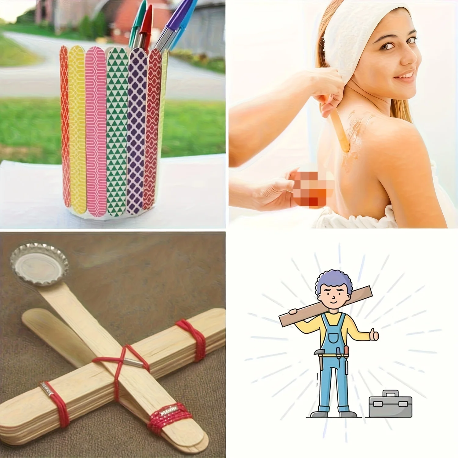 50/100Pcs 15cm Extra‑Large Flat Wooden Round Sticks, for Crafts, Home Art & Classroom Use5