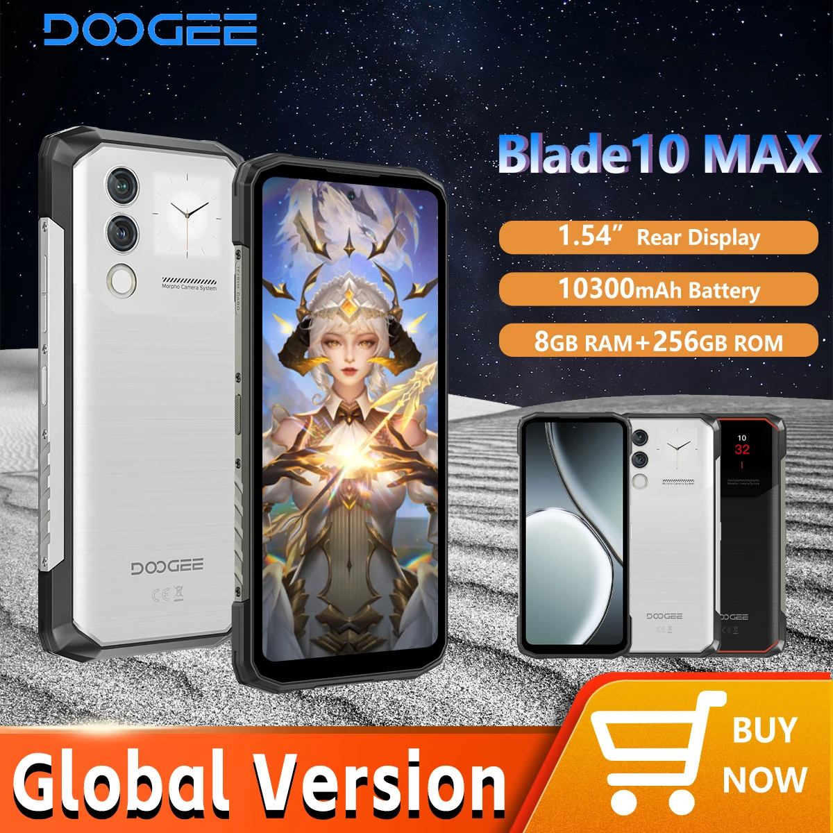 Прочный телефон DOOGEE Blade10 Max, IPS-дисплей 6,56 дюйма, 90 Гц, 8 ГБ, 256 ГБ, 1,54 дюйма, задний дисплей, 50 МП, основная камера AI, зарядка 10300 мАч, 18 Вт