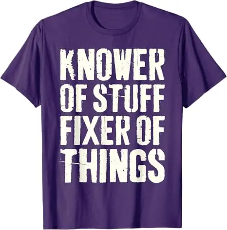 Wissenwelt-Kenner, Reparatur-Meister, Lustiges Vatertags-T-Shirt, Y2K Herrenkleidung, Buchstaben-Print Spruch-T-Shirt, Ehemann, Papa, Neuartiges Geschenk – Detail 7