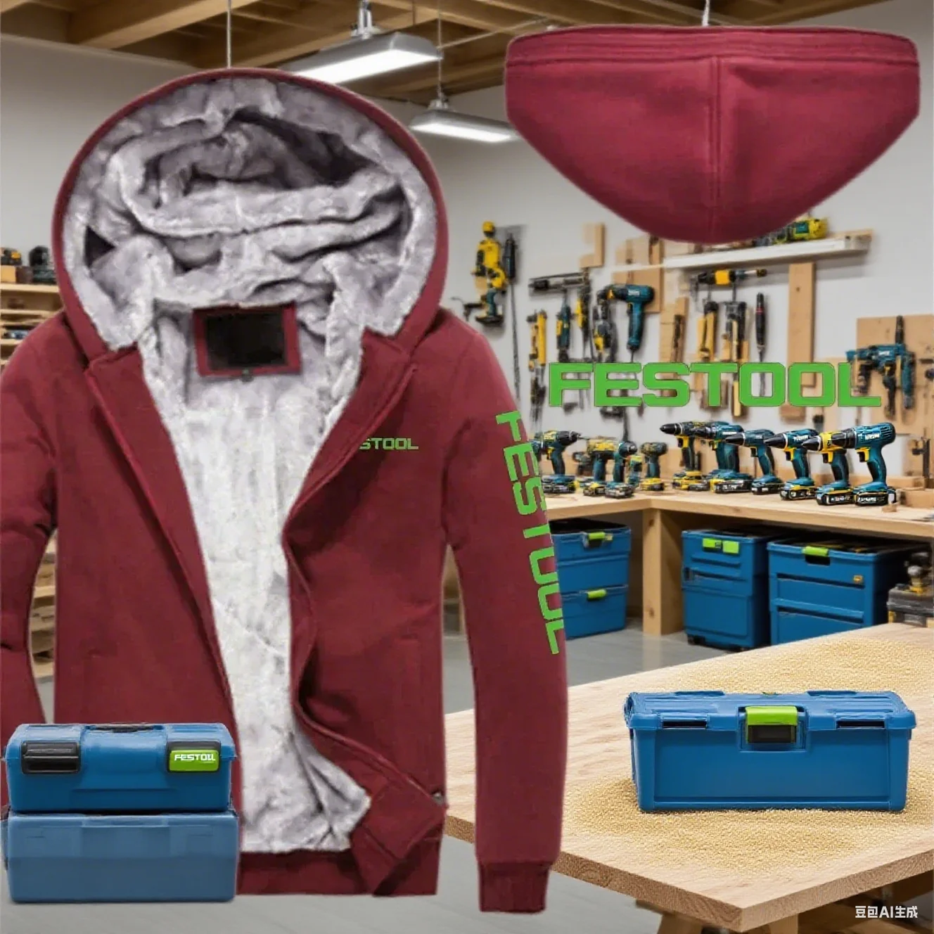 Nova festool ferramentas impressão outono inverno hoodie jaqueta de moda masculina engrossar casual masculino quente velo harajuku casacos com capuz