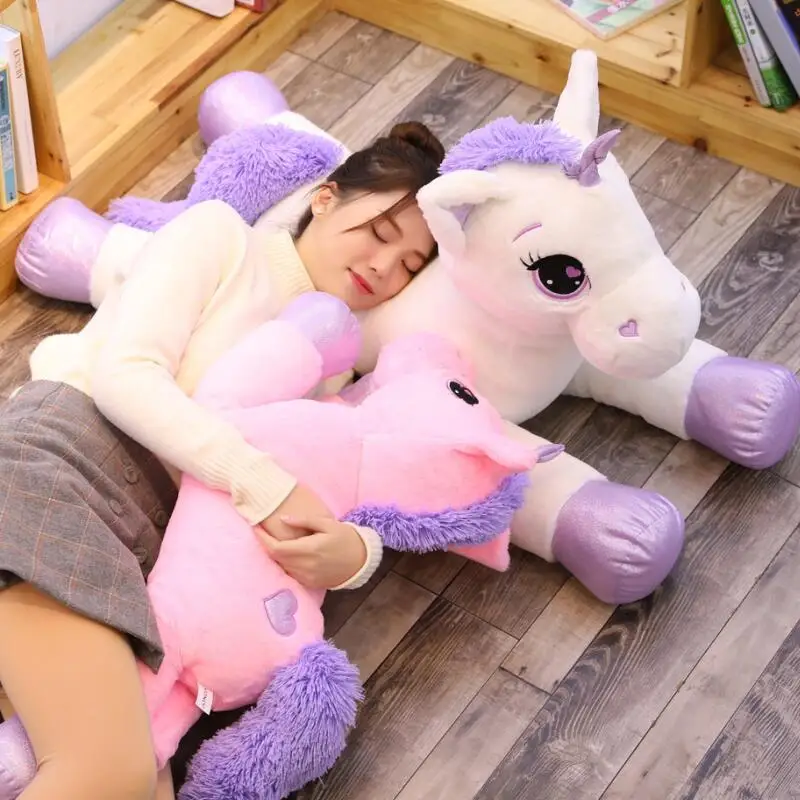 

For Drop shipping New Giant Unicorn Plush Toy Soft Stuffed Popular Cartoon Unicorn Dolls Animal Horse Toys for Children Girl