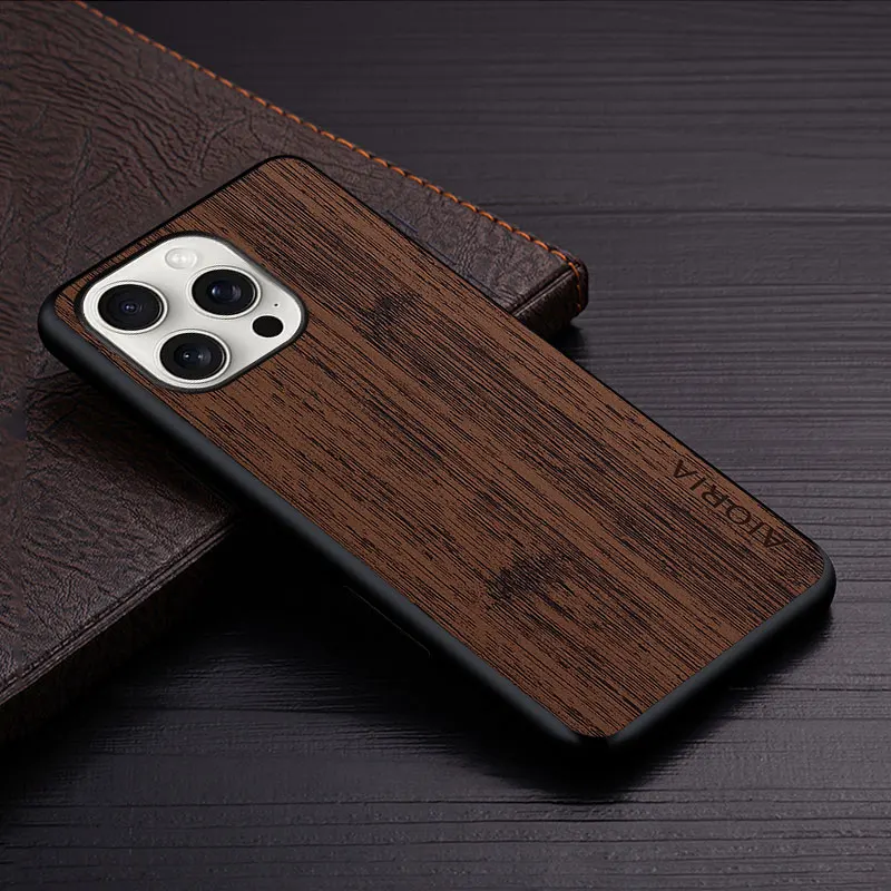 Case for Apple iPhone 16 Plus Pro Max 5G funda bamboo wood pattern Leather new phone cover Luxury coque for iPhone 16 Pro Max