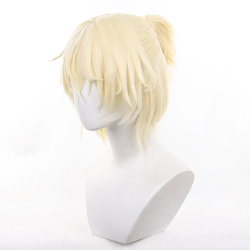 New Anime Alien Stage LUKA Cosplay Wig Golden Half Tied Hair Ponytail Heat Resistant Synthetic Wig Cap Masquerade Carnival Party