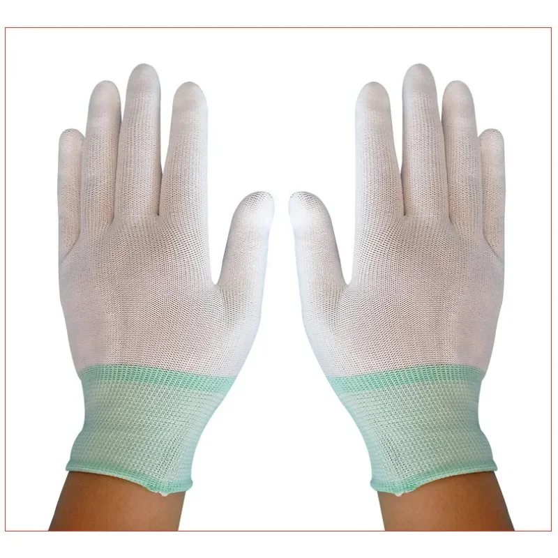 1Pair Car Vinyl Wrap Gloves Anti-Static Window Tint Film Install Gloves Nylon Tinting Work Safety Gloves PU Coated Fingertip