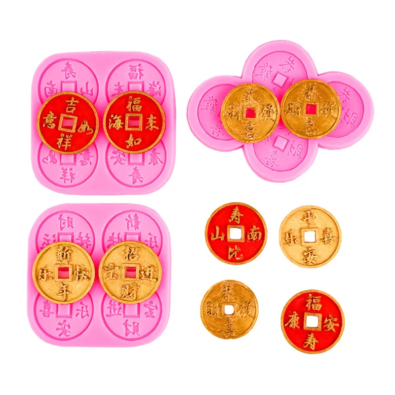 Shoubi Nanshan Retro Copper Coin Gold Coin Greeting Cake Decoration Mold B177