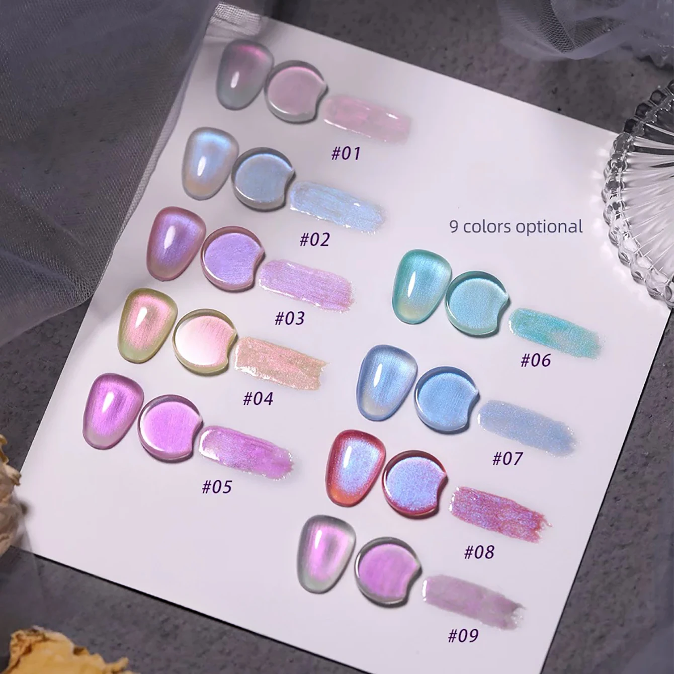 MIANEL 12ML 1-9 pièces ongles d'automne 9 couleurs coquille sirène perle douce soie fantaisie paillettes Gel vernis à ongles ongles bleu ongles d'été