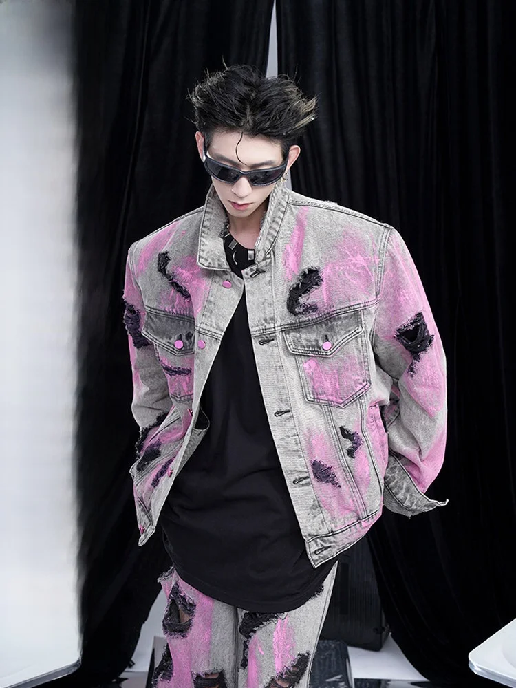 

Waed Vintage Denim Jaet Men's Street fiti Autumn Winter oulder Pad Jaet Youth Casual Wear Resistant Long Sve