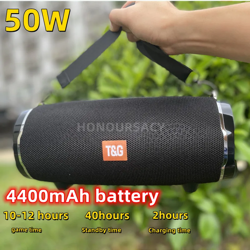 

50W High-power Portable Waterproof Bluetooth Speaker Wireless Bass Subwoofer MP3 Player FM Radio Boom Box T&G 4400mAh Batter