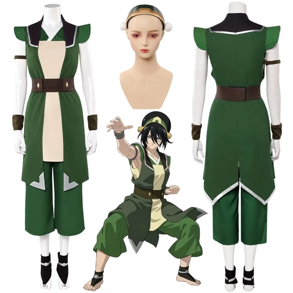 Avatar Toph Cosplay Beifong Costume for Adult Women Clothing Headband Roleplay Fantasia Outfits Halloween Carnival Suit