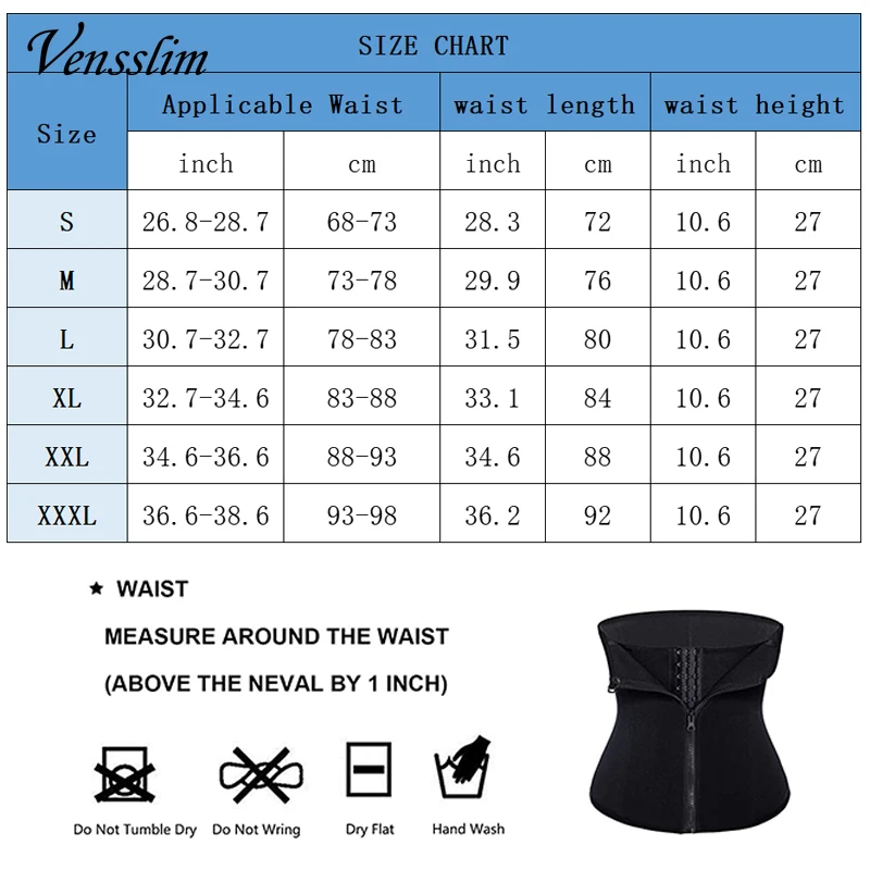 Vensslim Slimming Sheath Curve Shaper Corset Women Waist Trainer Neoprene Shaping Strap Zipper Shapewear Tummy Control Girdles