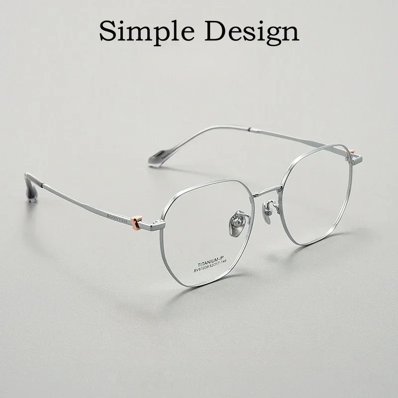 New Fashion Titanium Alloy Myopia Glasses Men Retro Polygon Retouch Face Optical Prescription Eyeglasses Frames Women BV61039