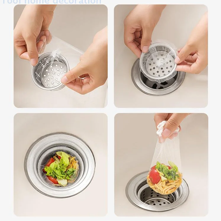 100 قطعة بالوعة المطبخ القابل للتصرف FilterMesh المجاري القمامة تصفية وجبة بقايا بركة شبكة حقيبة الصرف شاشة بالوعة شبكة نفايات