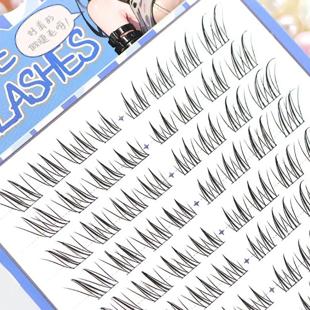 1 set Natuurlijke Simulatie Vos Gezicht Jade Enkele Cluster Gesegmenteerde Nep Wimpers Schuine Vliegende Comic Stijl Kunstmatige Mascara hot