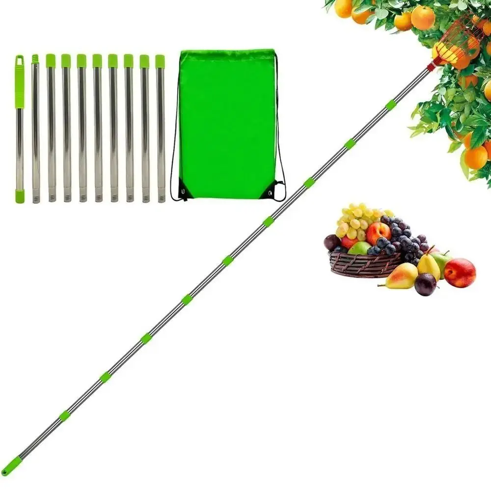 

with Basket Fruit Picker Pole Labor-saving High-altitude Fruit Collector Metal Detachable Fruit Catcher Fruit Picking Tool