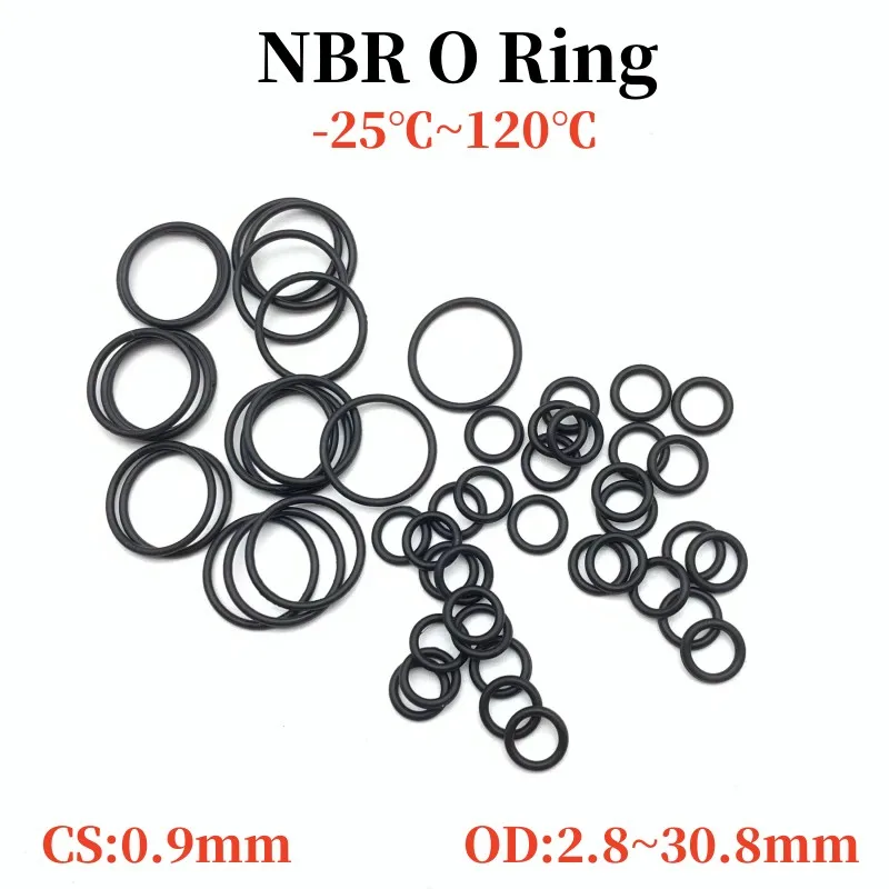 

50pcs Black O Ring Seal Gaskets CS 0.9mm OD 2.8~30.8mm NBR Automobile Nitrile Rubber Round O Type Corrosion Oil Resistant Washer