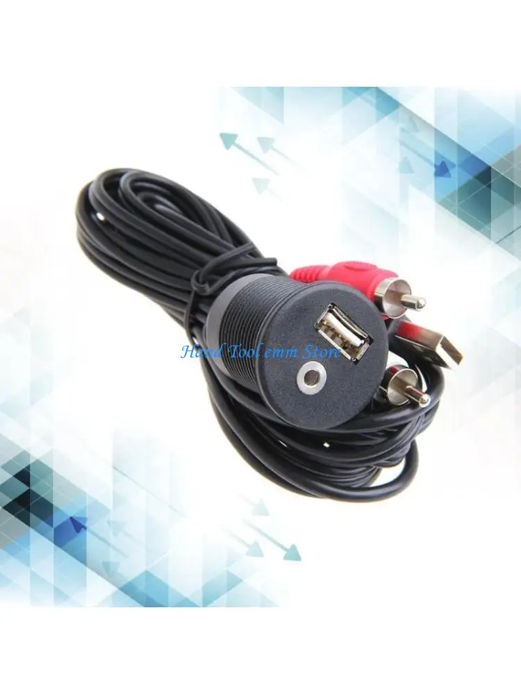 H37F HighSpeed USB 2RCA Extension Cable with 3.5mm Connector USB 3.5 to 2RCA Adapter