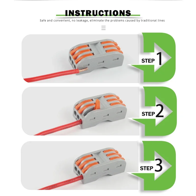 Universal Lamp Connector, Fast Wiring Terminal Block for Lighting Installation, No Tool Required
