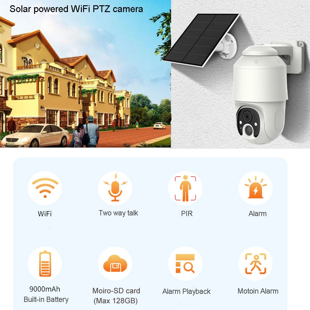 4MP WiFi Solar Panel Battery Camera PTZ PIR Wifi PTZ Camera solar powered 1080P PTZ Camera dual light PTZ IP Camera