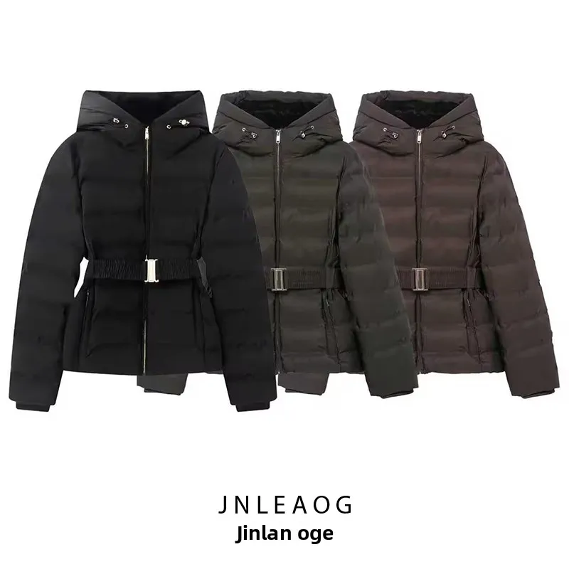 

JNLEAOG Women's Cotton Jaet ort Fit Waterproof Windproof Street Sle Hooded Zipper Closure Pure Color Autumn New Arrival