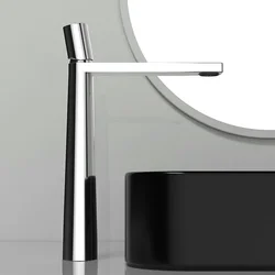 Grifo mezclador de baño de montaje en cubierta, grifo de tocador de un solo soporte, grifo de un solo orificio, nuevo diseño, grifos de fregadero de lavabo negro alto