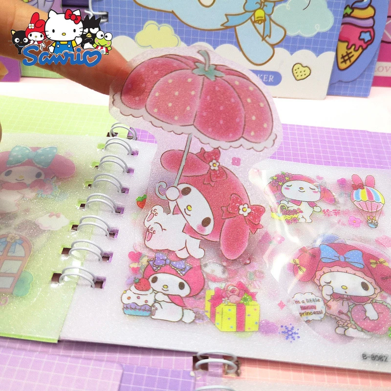 20/40 Books Sanrio Sticker Coil Book Pachacoo Hello Kitty Kuromi Cinnamoroll DIY Decorative Scrapbook Stationery School Supplies