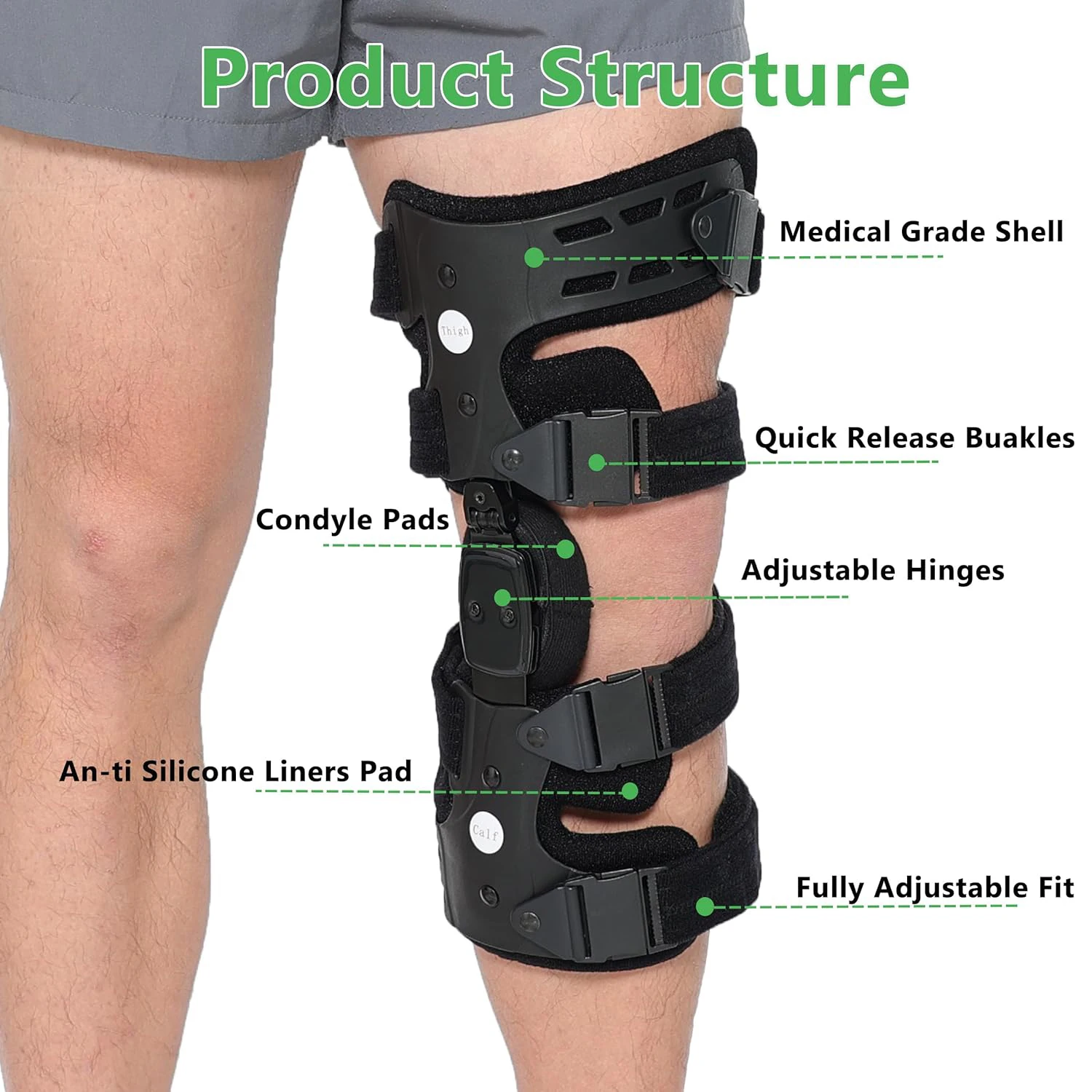 Lateral Unloader Knee Brace for Osteoarthritis, Bone on Bone Joint Degeneration Offloader with Built in Hex Key, Outside Left