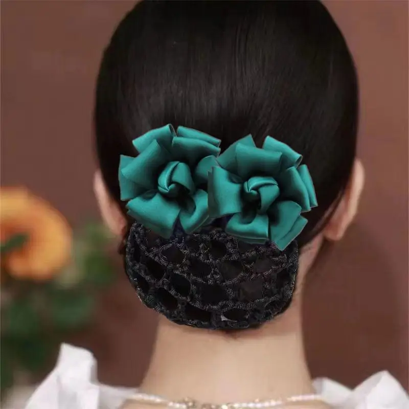 

2025 New Headwear for Women Mother's Barrettes Hairpins Spring Autumn Female Head Plate Hair Clip Mesh Bag Headflower Headdress