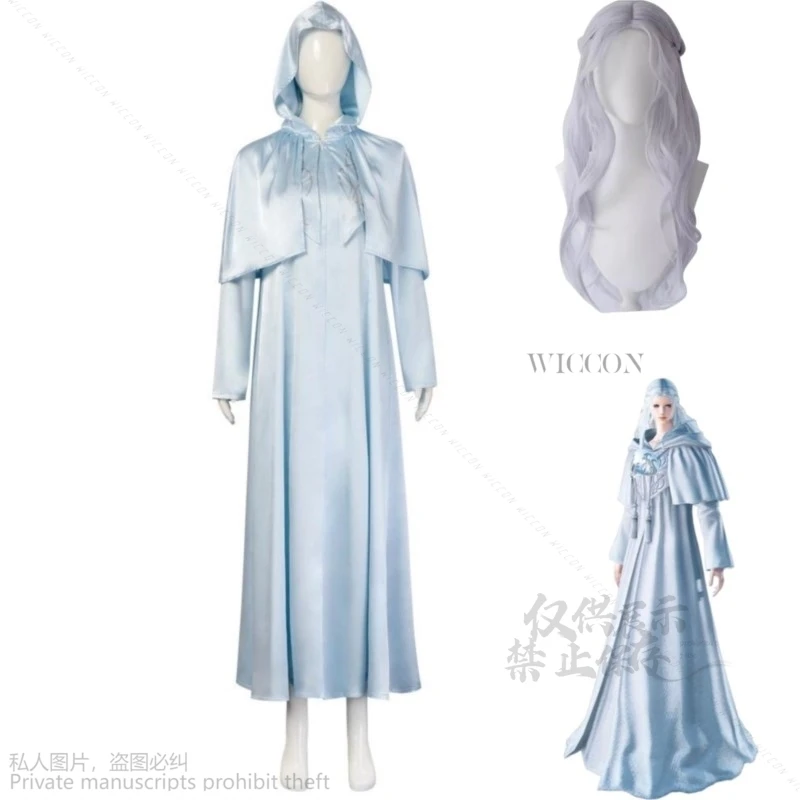 Game Final Fantasy Lolita Endwalker Hydaelyn Cosplay Costume Venat Wig Blue Hooded Cloak Dress Man Woman Halloween Suit