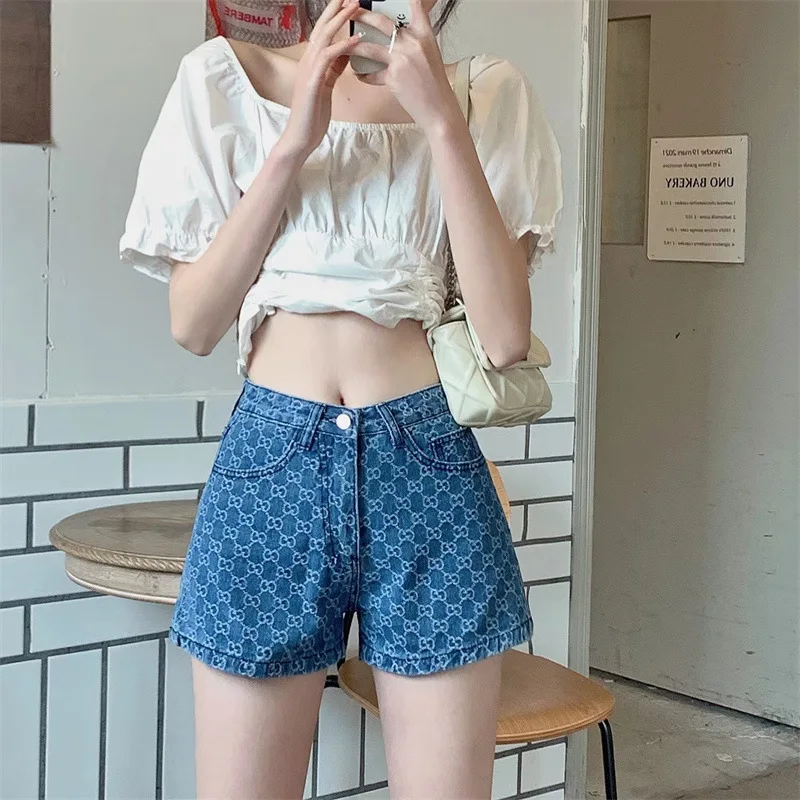 Summer Denim Shorts for Women Korean Fashion High Waist Short Jeans Female Casual Street Wide Leg Short Pants