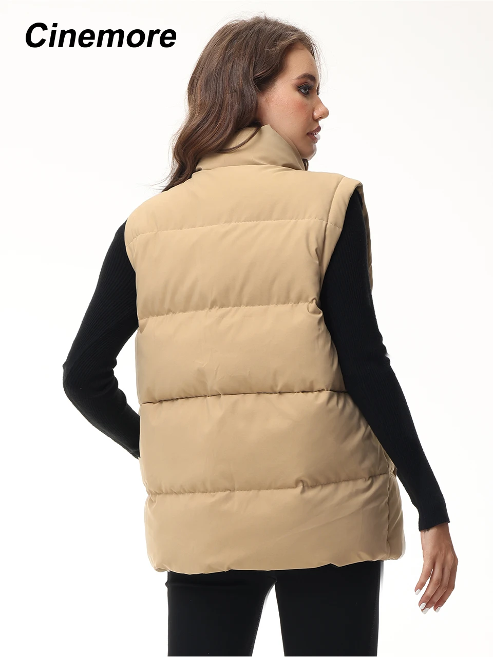 Cinemore gilet da donna caldo gilet senza maniche Casual per donna giacca parka lunga abbigliamento femminile cappotto imbottito in cotone solido