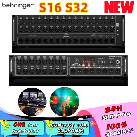 Behringer S16 S32 Digital I/O Stage Box Snake with Remote-controllable Midas Designed Mic Pres· and AES50 Network Port