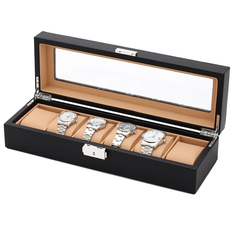 

Watch Box Storage Case Gift Package Jewelry Display Boxes Grids Luxury Faux Leather Soft Protection Organizer Watches