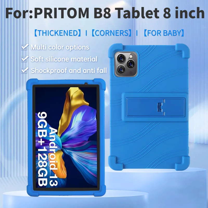

for PRITOM B8 Tablet 8.0 Inch Tablet Case Super Shockproof Soft Silicone Protective Case Stand Cover