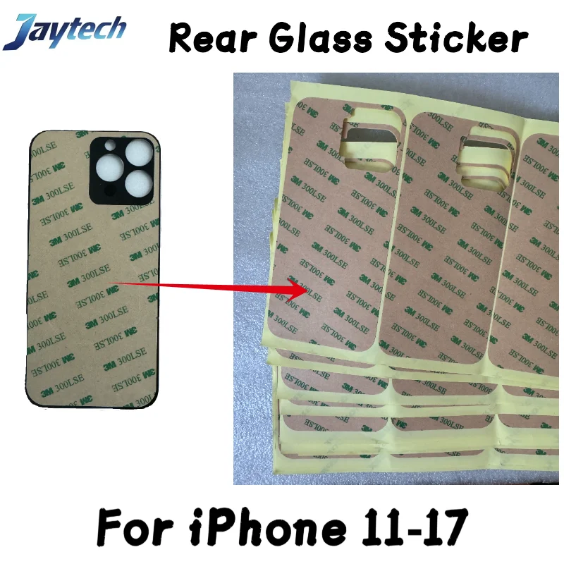 

10PCS Rear Glass Sticker For iPhone 16 15 14 13 12 11 Pro Max Plus Mini 3M Adhesive