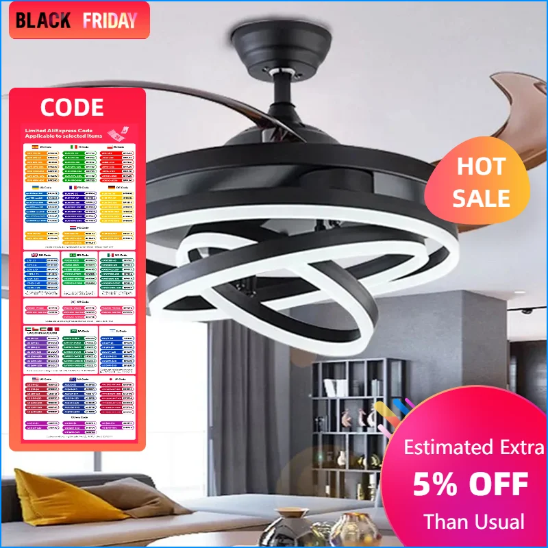 New Living Room Invisible Nordic Ceiling Fan Light Dining Room Bedroom Home Simple Modern Led Fan Light Ceiling Fan Light