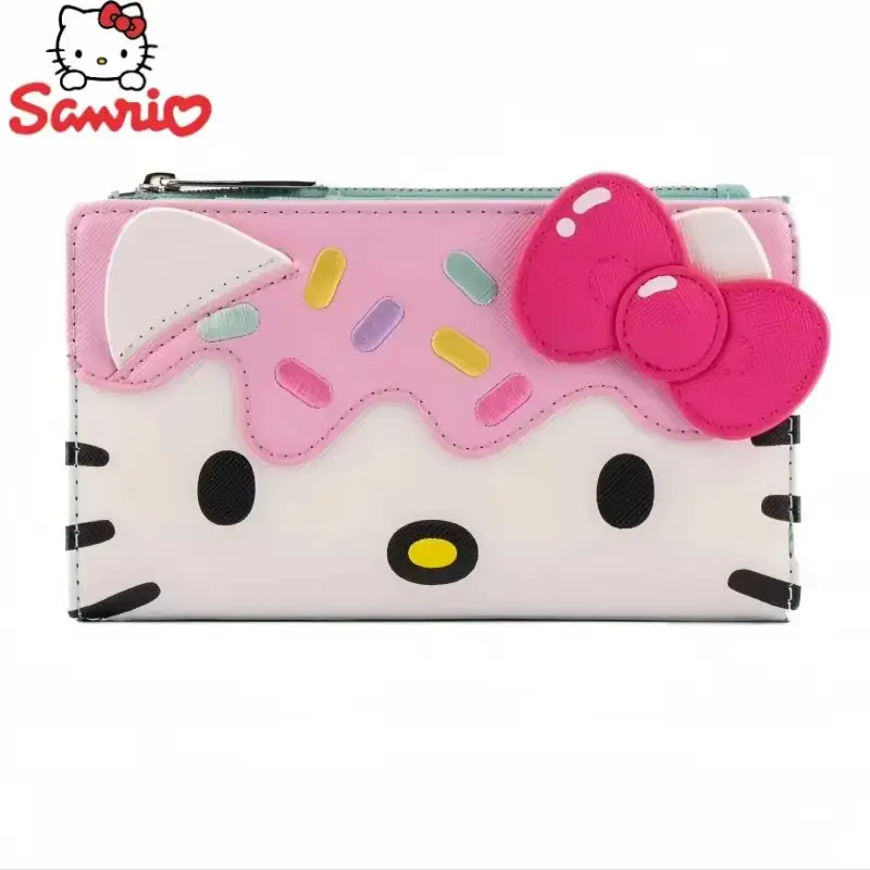 

Hot Anime Original Sanrio Hello Kitty Purse Clutch Purse Women Purse Adult Birthday Gifts Card Bag Double Fold Pink Holiday Gift