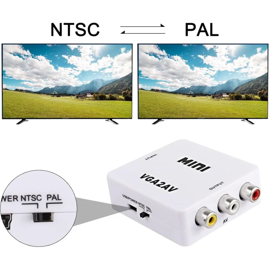 1080P AV RCA إلى VGA محول VGA إلى AV RCA دعم PAL NTSC محول فيديو مع إخراج صوت 3.5 مللي متر للتلفزيون فك التشفير رصد الكمبيوتر #5