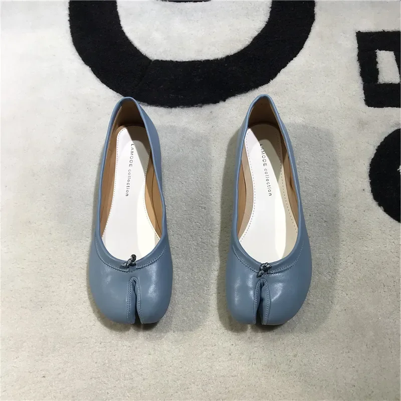 Split Toe Candy Flats Ballet Shoes Woman Slip on Loafers Soft Bottom Moccasins Bow-tie Ballerina Single Tabi Ninja Women Shoes