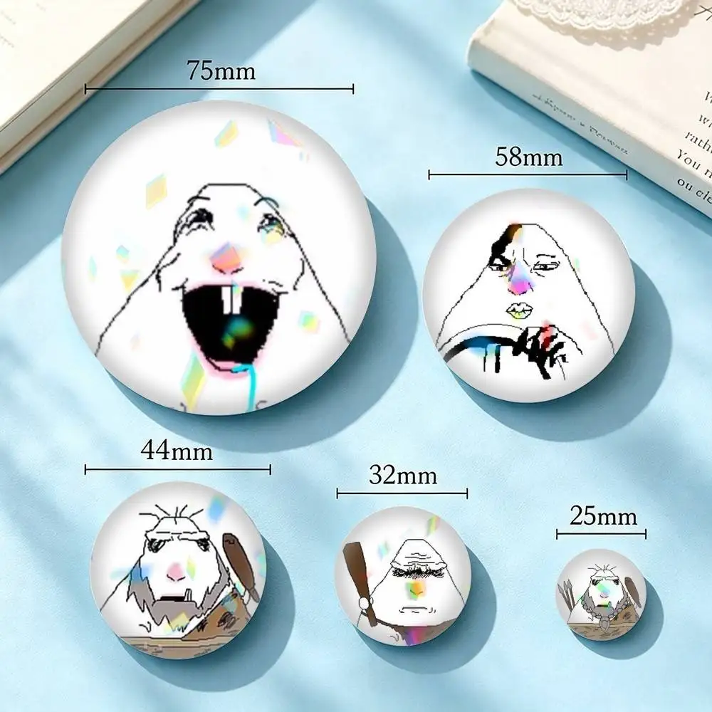 Hamster C-Caveman FUNNY 25 32 44 58 75mm Badges Personalized Round Brooches Pins Accessory Gift