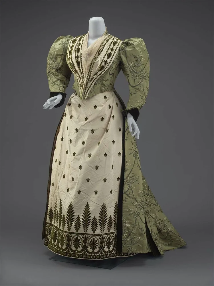 

1885s Victorian Edwardian Duchess Bustle Lady Walking Dress Civil War Retro Theater Reenactment Ball Gown