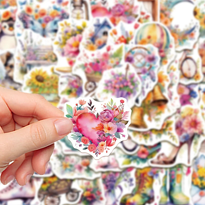 50 قطعة ملصقات نمط الأزهار الجميلة لتقوم بها بنفسك اللعب الهدايا المائية النباتات الجمالية الكتابة على الجدران ملصق الهاتف المحمول الأمتعة الدراجة حقيبة #2