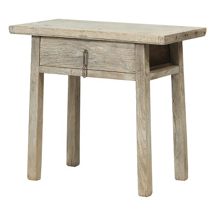 Antique Rustic Reclaimed Wood One Drawer Small Laptop Table Coffee Table