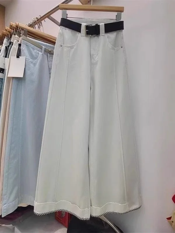 Jeans de Mezclilla de Cintura Alta y Pierna Ancha para Mujer, Estilo Nuevo de Primavera, Versátiles, Hoados, Adeazantes, ...