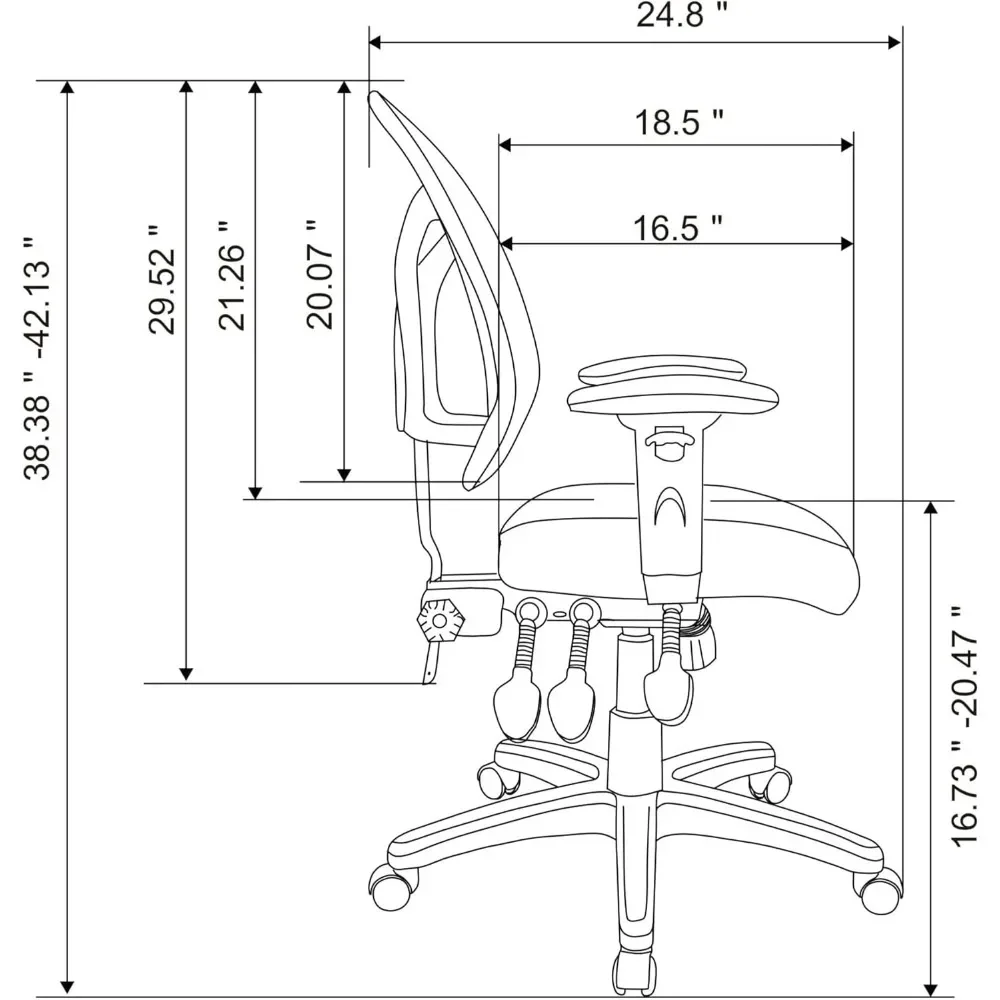 MFTC 200 kursi kerja Super ergonomis multifungsi, HITAM