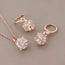 2023 Luxury Fashion Women Classic 585 Rose Gold Color Pendant And Earrings High Quality Jewelry Set