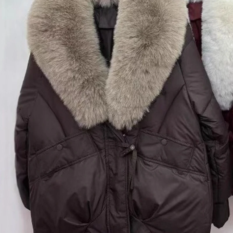 Luxury Women's Winter Tops Jacket Cotton Coat Fur Collar Thickened Warm Niche Design Simple Advanced Comfortable Brand Fashion