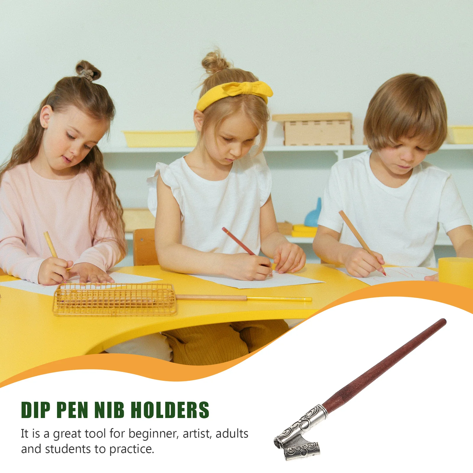 

Pen Dip Handle Calligraphy Holder Color Contrast Drawing Alloy Pens for Writing Student