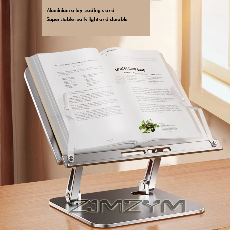 Aluminum Alloy Foldable Lifting Reading Stand with Sturdy Metal Bookshelf  for Reading Books and Documents